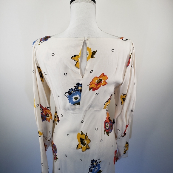 Free People FP Dress Sunshadows Mini Split Sleeve 6 Small NEW Ivory Floral - Picture 9 of 12